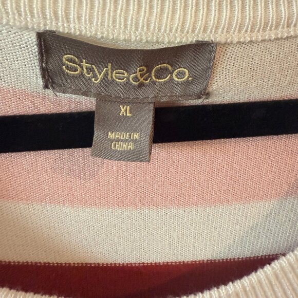 Macy's Style&Co. XL Sweater, Crewneck Pullover Striped - Picture 5 of 6